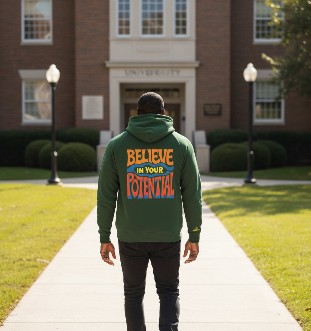 BELIEVE IN YOUR POTENTIAL Unisex Eco Raglan Hoodie
