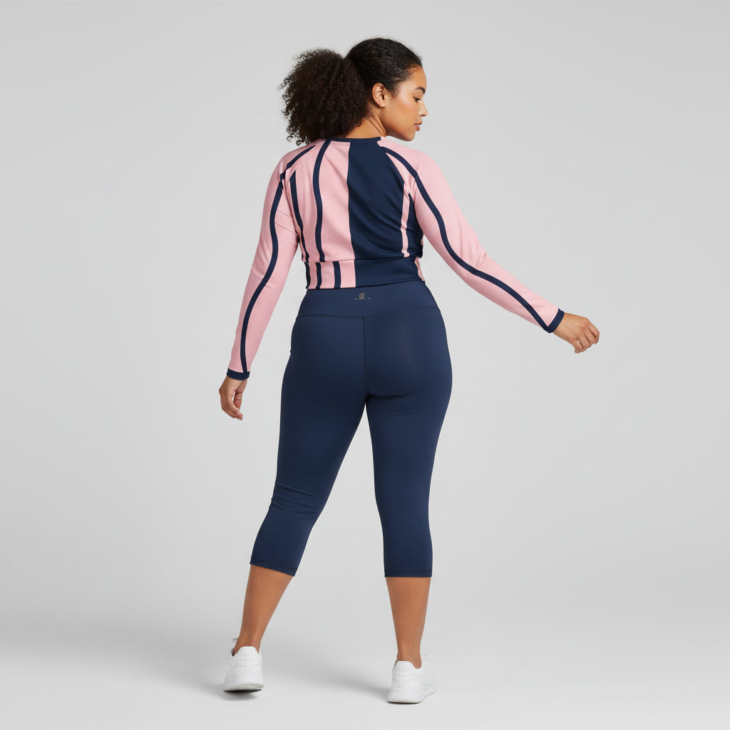 WaveMotion Yoga Capri Leggings – Midnight Blush