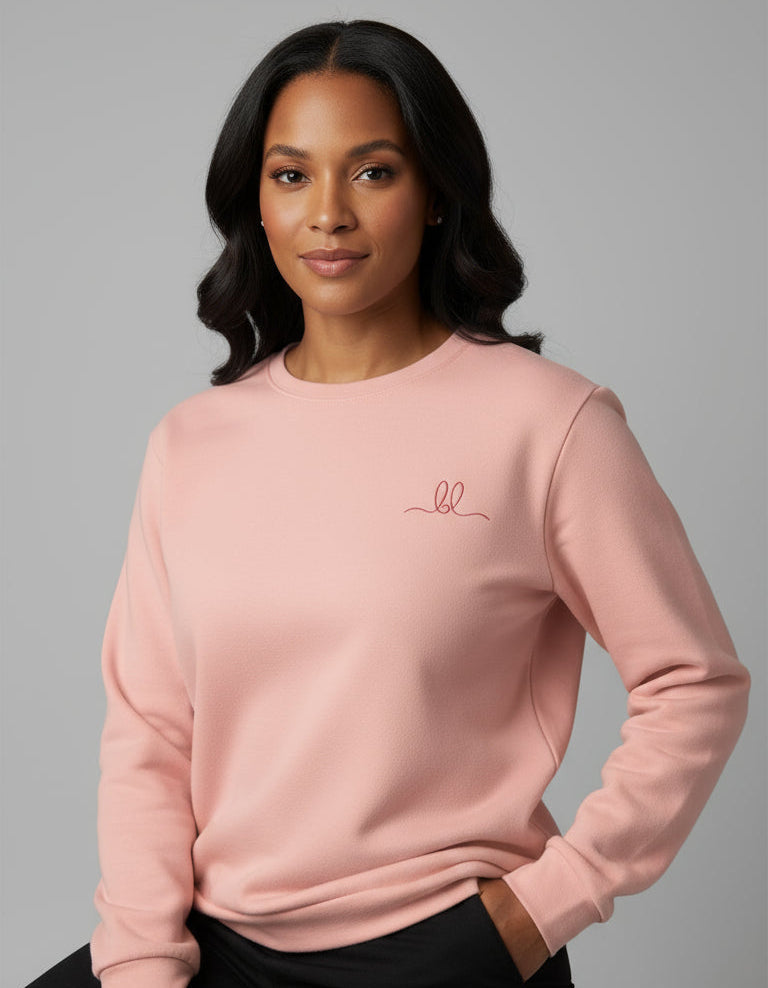 Dusty Rose Cotton Crewneck Sweater