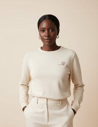 Cream Signature Cotton Crewneck Sweater