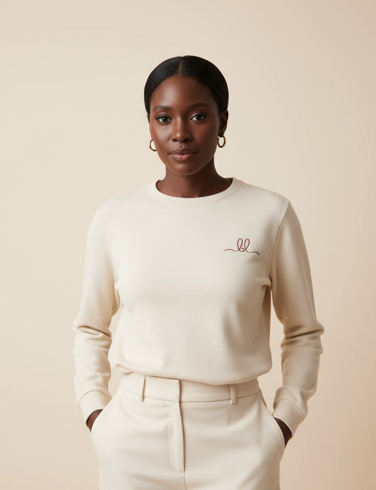 Cream Signature Cotton Crewneck Sweater