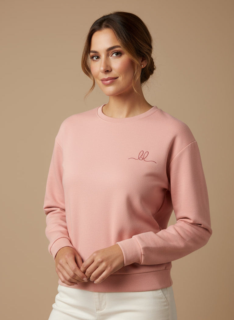 Dusty Rose Cotton Crewneck Sweater