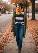 Nautical Stripe Cotton Tee – Navy & Sandstone