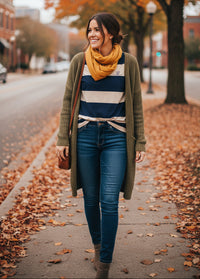 Nautical Stripe Cotton Tee – Navy & Sandstone