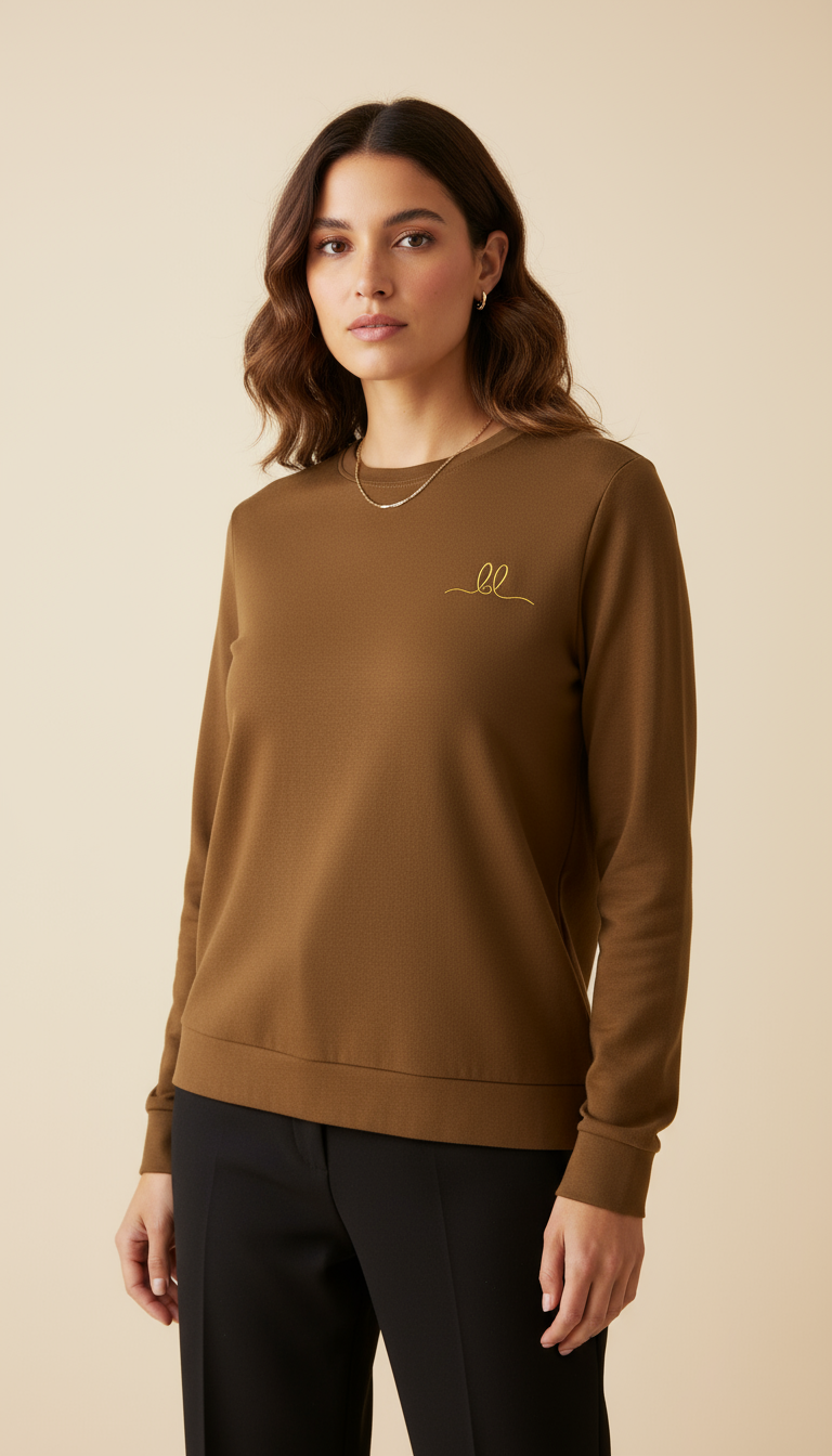 The Brianna Lee Luxe Crewneck Sweater – Mocha Edition