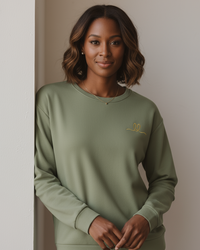 Olive Green Cotton Crewneck Sweatshirt