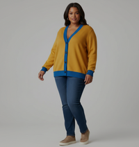 Brianna Lee Heritage Knit Cardigan– Mustard & Yale Blue Jacquard