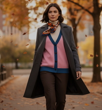 Brianna Lee Bloom Knit Cardigan – Pink & Yale Blue Jacquard