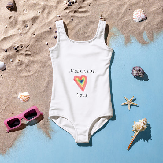 Made With Love All-Over Print Kids Swimsuit