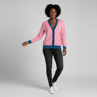 Brianna Lee Bloom Knit Cardigan – Pink & Yale Blue Jacquard