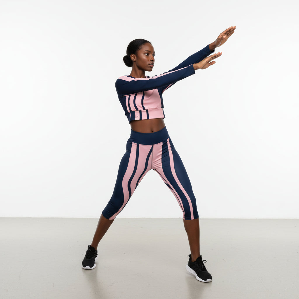 WaveMotion Yoga Capri Leggings – Midnight Blush