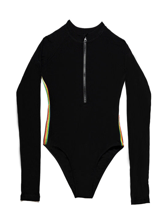 KATINKA - Ribbed Long Sleeve Zip-up Swimsuit | Limeapple